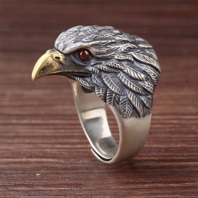 Buyee 925 Sterling Silver Big Ring Finger Cute Eagle Open Ring for