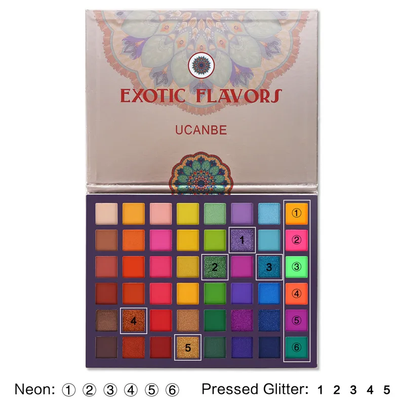 UCANBE Exotic Flavors Eyeshadow Palette 48 Color Pressed Glitter Shimmer Matte Green Eye Shadow Neon Metallic Makeup Cosmetics 2