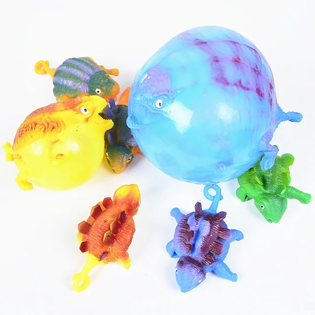3pcs Funny Blowing Animal Vent Toy Inflatable Dinosaur Ball Water Balloon Squeeze Stress Relief Novelty Kids Party Children Toys 2