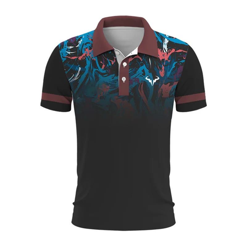 New 3D Printed Striped Style Men Polo Shirt Fashionable Golf Tennis Lapel Short Sleeved Top Loose and Breathable Summer Clothing 20 Sbbcae8b77aa6470f8ced275de27dd955s