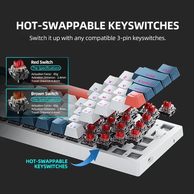 Machenike K500-B61 Mini Mechanical Keybaord 60% Form Factor Wired Full Key Hot-Swappable RGB Backlit 61Keys Gaming Keybaord 3