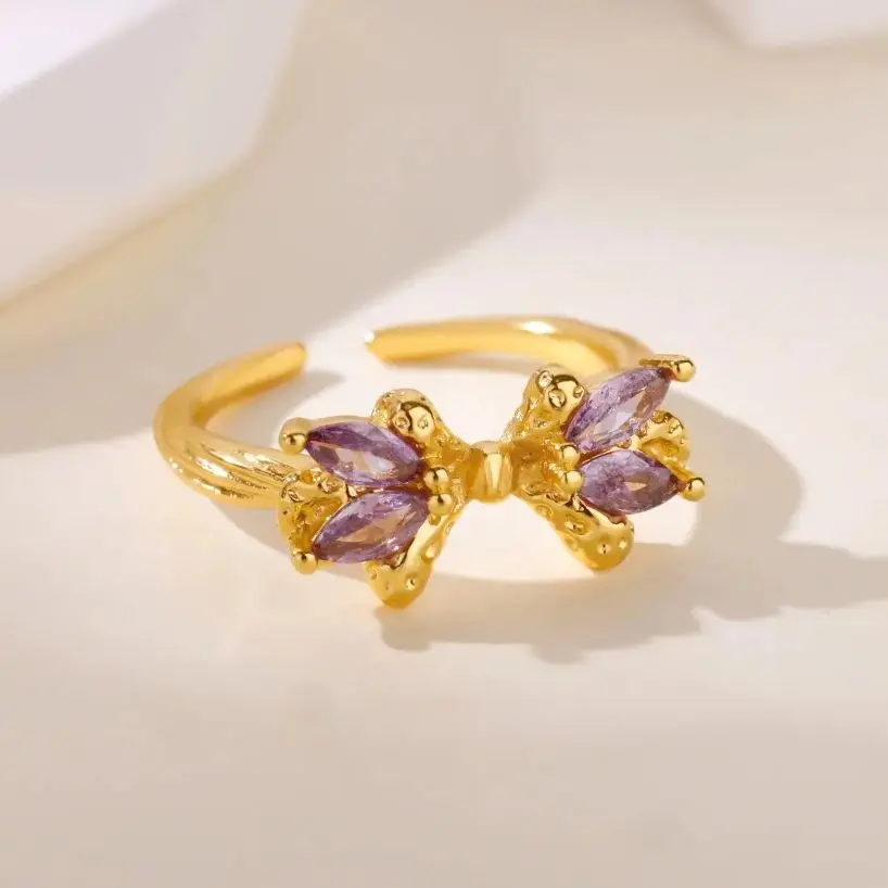 Purple Zircon Butterfly Ring Rings For Women
