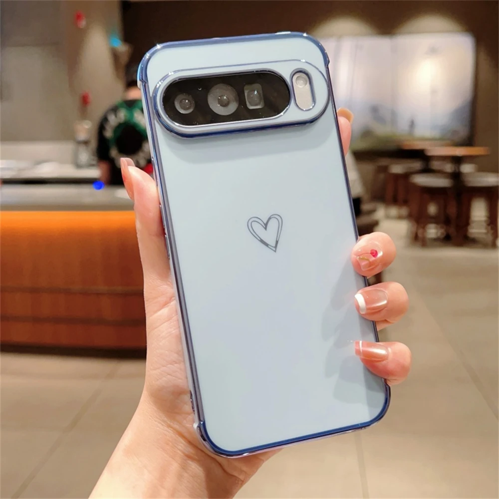 Glossy Love Heart Luxury Shockproof Phone Case with Solid Camera Bumper Protection