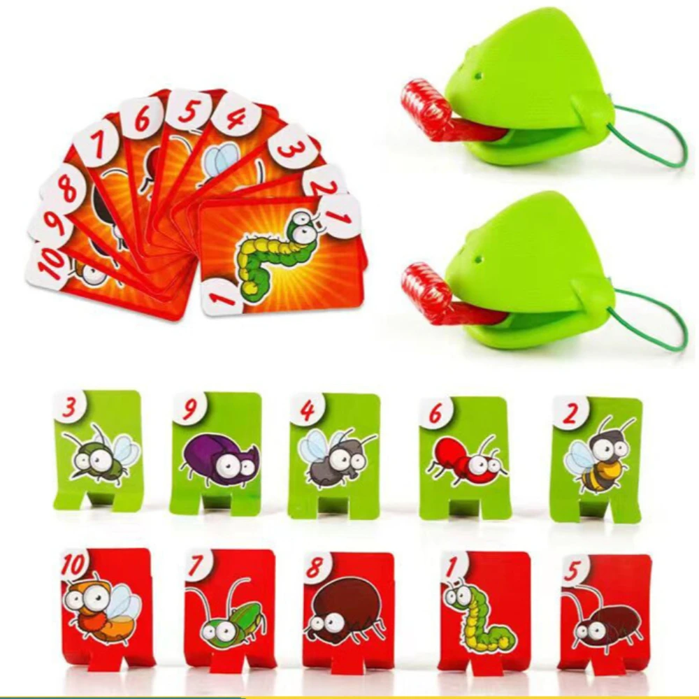 Frog Tongue-Sticking TikTok Same Funny Toy Lizards Mask Two-player Card Game Desktop Interactive Toys Parent-child Party Games childrens toys parent child interactive toy