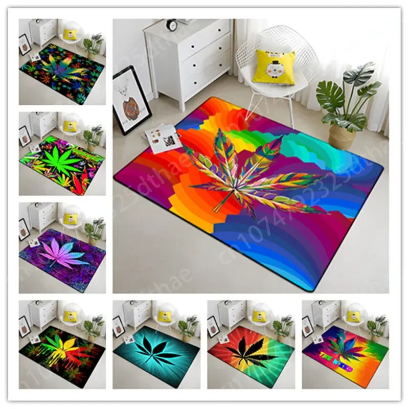 

3D Hippie Colorful Leaves Printed Carpet Living Room Mat Rugs for Homehold Game Bedroom Sofa Floor Area Decoration Kitchen Rug