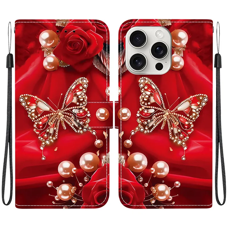 Elegant Colored Flower Wallet Phone Case with Magnetic Flip Leather Cover and Cute 3D Pattern