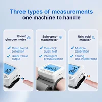 Sinocare YTN11 Blood Pressure Monitor Blood Glucose Meter Uric Acid Tester 3in1 (Meter or only Strips) 2