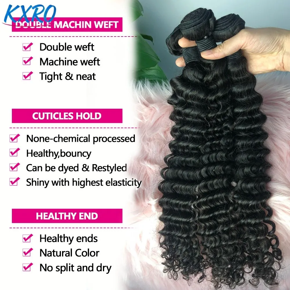 20 22 24Inch Deep Wave Bundles 12A Human Hair Bundles Human Hair Quality Brazilian Bundles 100% Human Hair Raw Hair Bundles for Women ready to wear On Clearance Sale Pre Plucked Wig Party work daily life 5