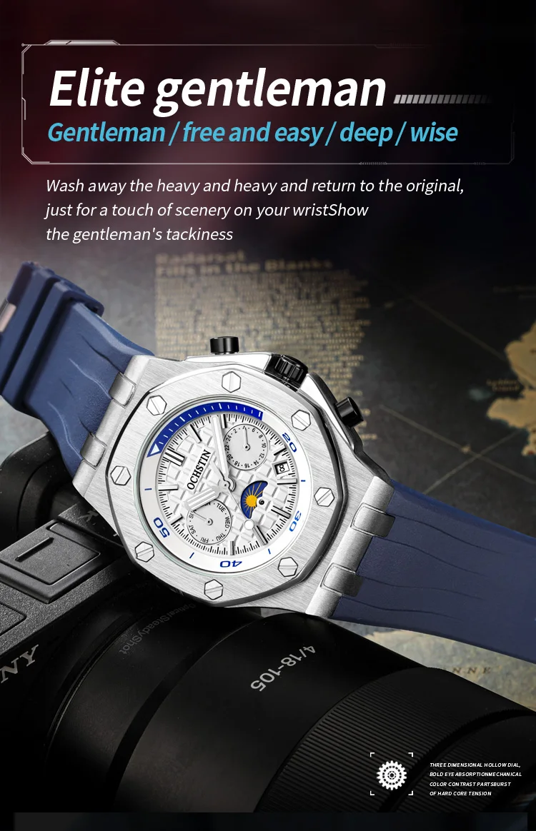 OCHTIN 2023 New montre homme Mechanical Watch Silicone Fashion Automatic Watch Men 30M Waterproof 44mm Men Watches