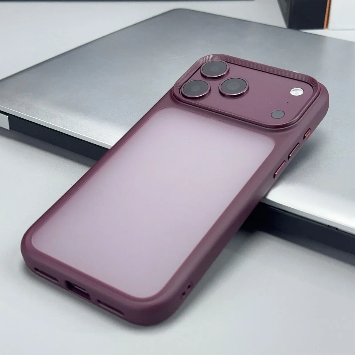 Sleek Translucent Phone Case with Air Camera Control Button - Durable Acrylic TPU Hybrid Armor Mat Cover
