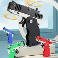 1pc Mini Toy Metal Gun with Rubber Band Fun Folding Pistol Key Charm Pendant Kids Birthday Gifts Toys Boy Girl Game Party Favors 2