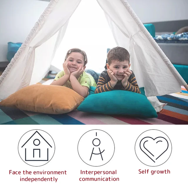 Baby Tents Portable Foldable Game Teepee Cartoon Cute Indian Children's Tent Outdoor Kids Play House Canvas Cotton Triangle Tipi 2