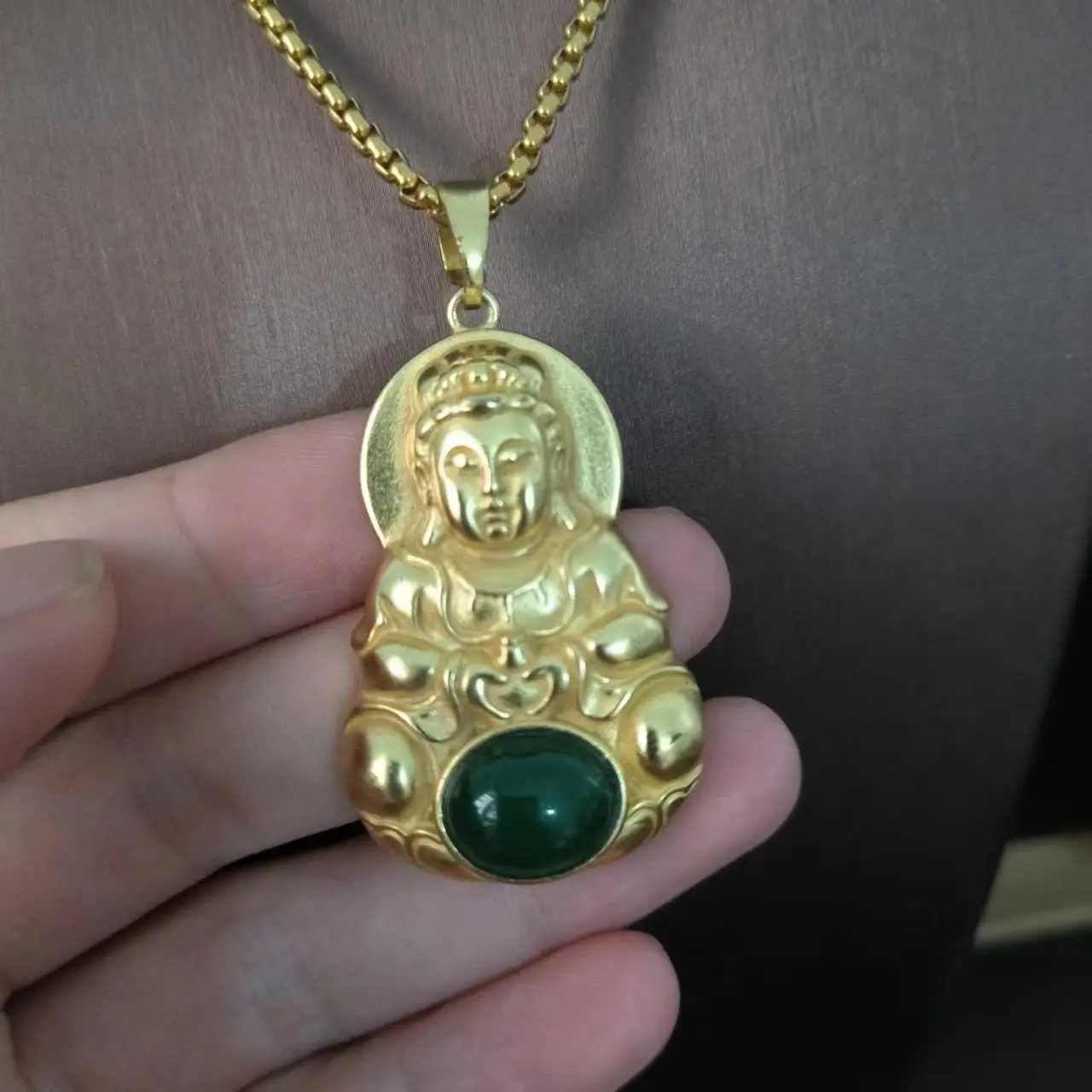 1pcs/lot Natural Quartz Jade Pendant Necklace gourd Buddha Guanyin safety button manual Gild chain retro folk-custom accessories