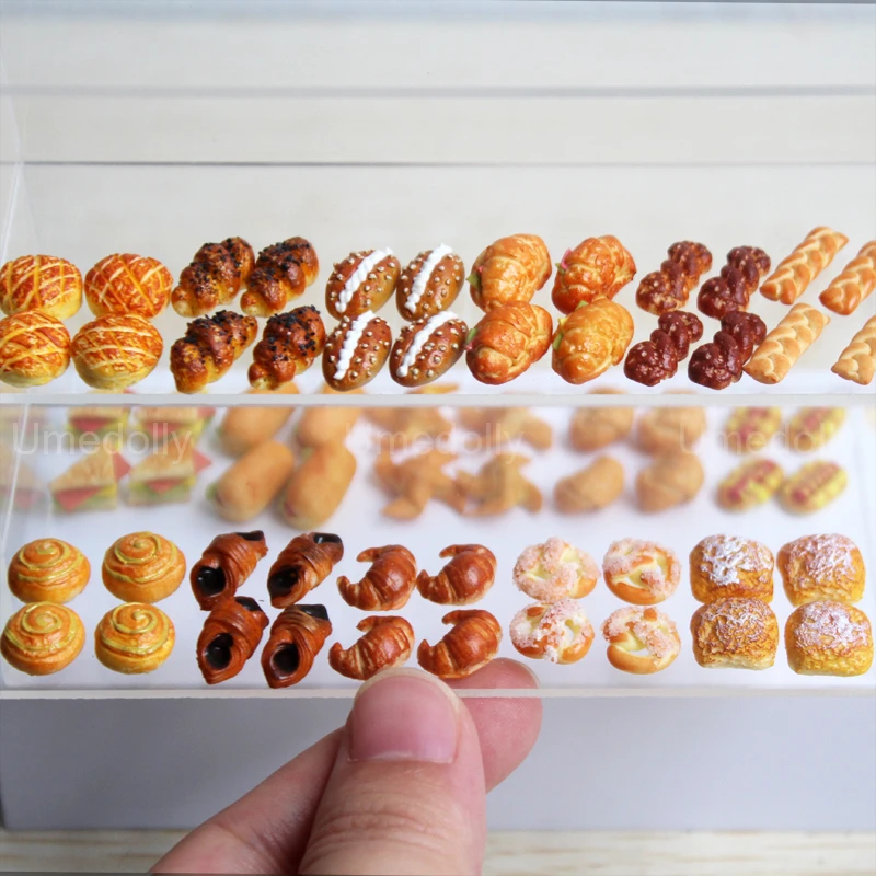 2PCS 1/12 Scale Dollhouse Miniature Bread Mini Hotdog Sandwich Pretend Play Bakery for OB11 Doll Food Toy Kitchen Accessories