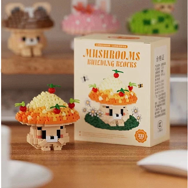 New Simulated Introverted Mushroom Micro-particle Building Block Toy Cute Mushroom Assembly Model Children's Educational Toy 4