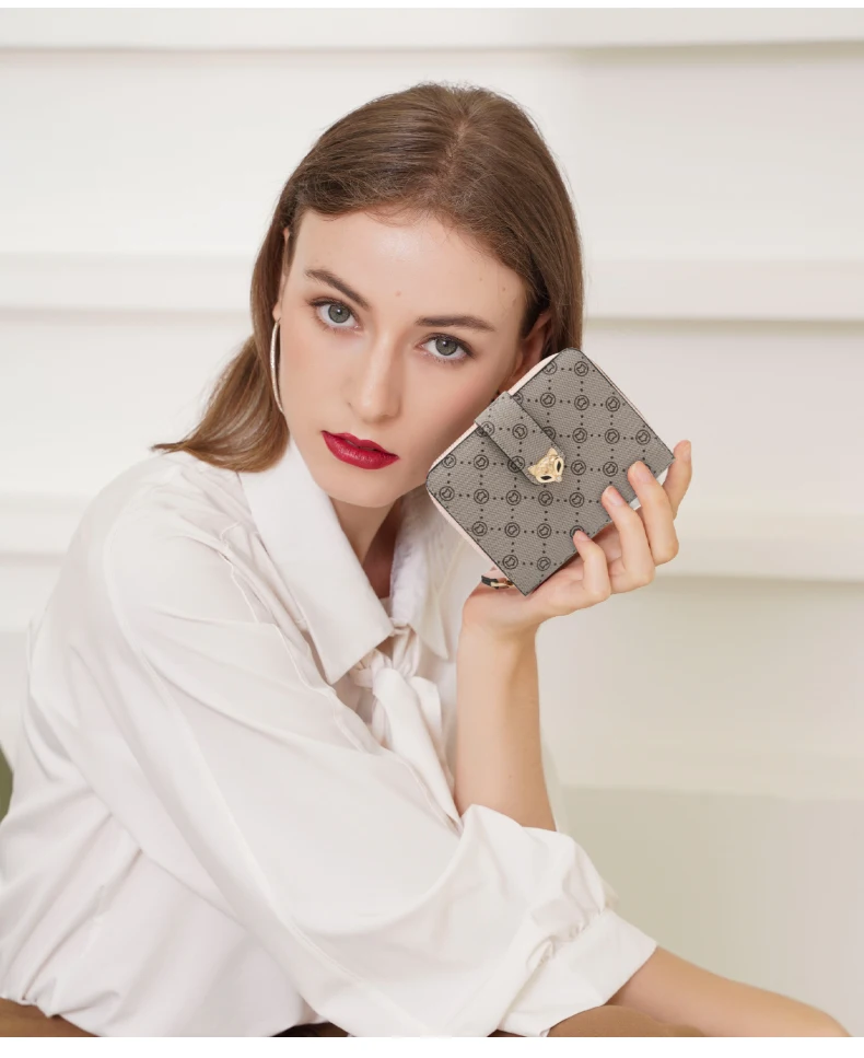 FOXER Frauen Kurze Brieftasche Mode Kartenhalter Weibliche Kleine Münze & Schlüssel Geldbörse – Detail 24