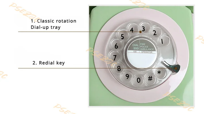 Retro Style Wired Fixed Old-fashioned Rotary Dialing Phone Portable Office Hotel Fixed Telephone Portable