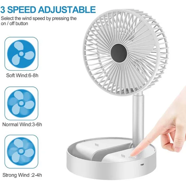 Folding Desktop Fan Ortable Usb Charging Fan Telescopic Folding Floor Table Fan Multi-Function Air Cooling Fan For Home Travel 4