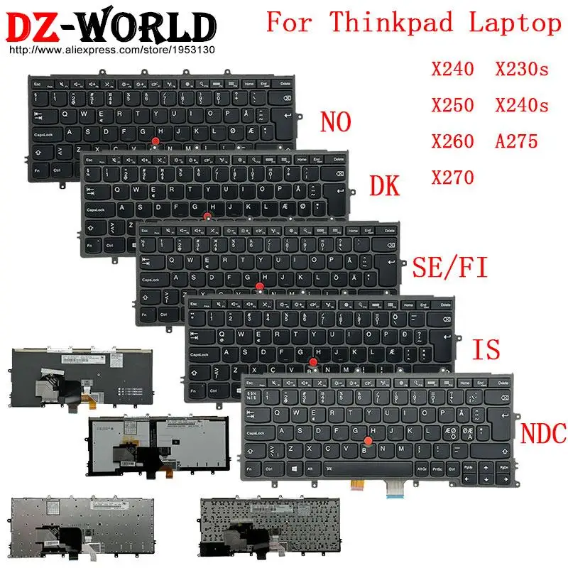 Ndc Nordic se Suécia Finlandês Não Noruega dk Dinamarca ic Islândia Backlight Teclado para Lenovo Thinkpad X240 s X250 X260 X270 A275
