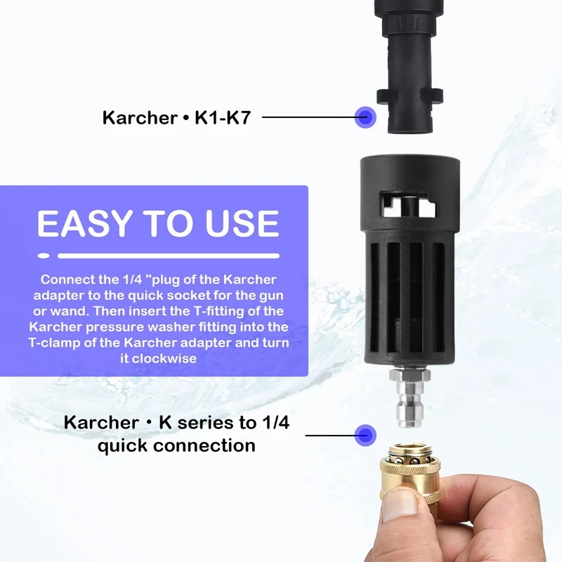 Pressure Washer Gun Adapter with M22 or 1/4Inch Quick Connect Compatible with Karcher K2 K3 K4 K5 K6 K7 High Pressure Washer 5