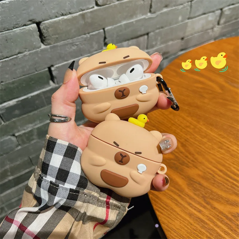 

Cute Capybara For Airpods Pro 2nd Generation Case,Animal Soft Silicone Earphone Cover For Airpods 3 Case/Airpods 1/2 Case