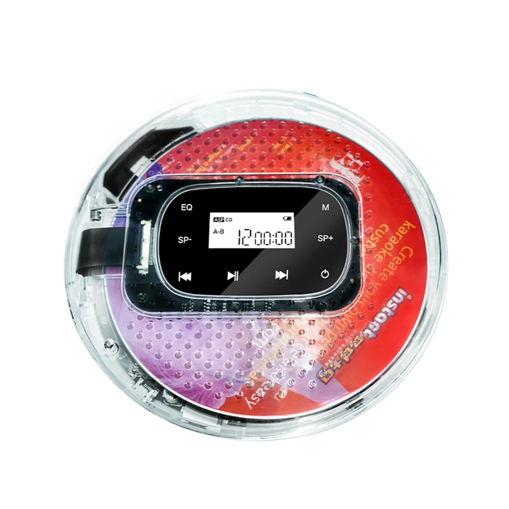 Portable Music Player Rechargeable Digital Display CD Music Player Support TF Card 5 EQ Sound Effects 1000mAh Battery