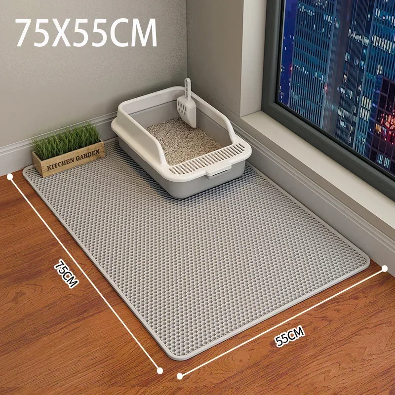 Cat litter mat Cat Litter Mat Double Layer Waterproof Urine Proof Trapping Mat Easy to Clean Non-Slip Toilet Pad Cat Scratch Pad Large Foot