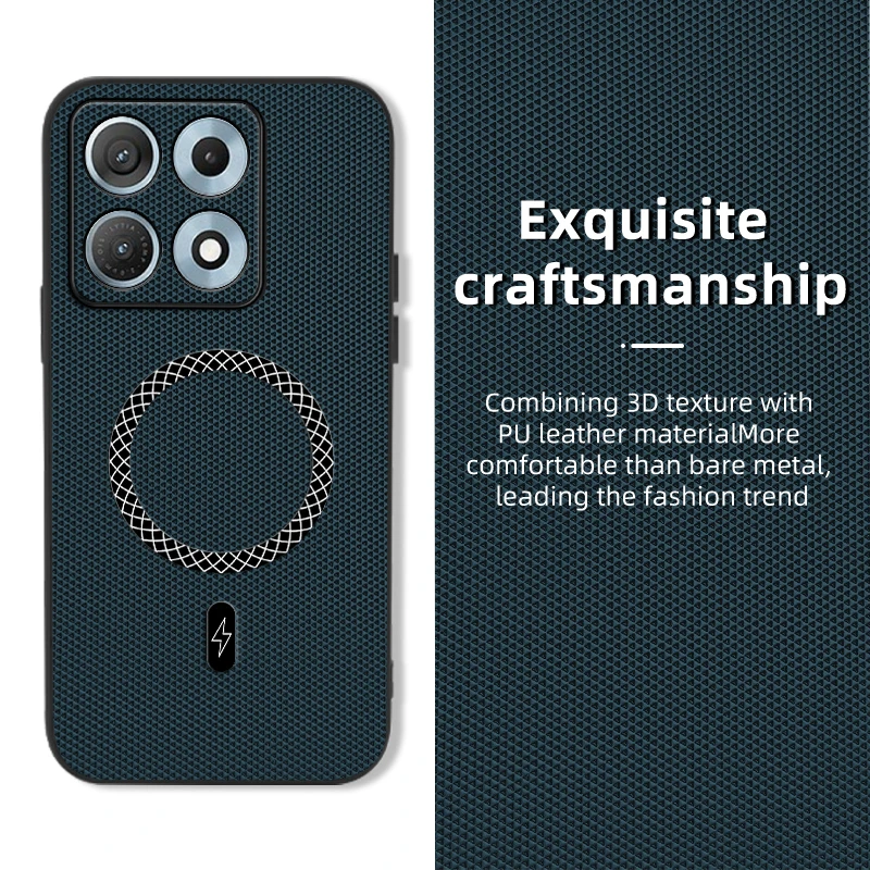 Business Triangular Texture Magnetic Shockproof Leather Anti-slip Phone Case