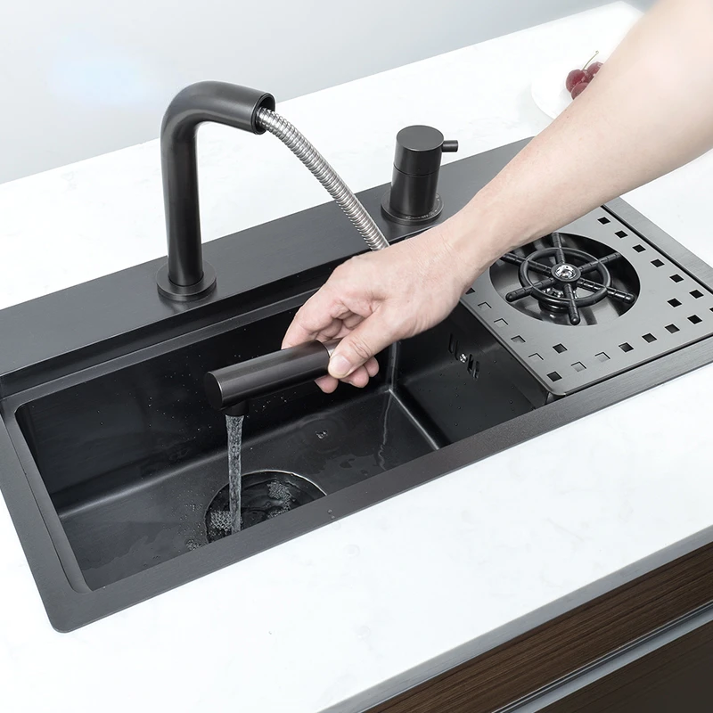 Nanometer Black Stainless Steel Sink for Cup Wash with Single Tank under the Bar Counter Kitchen Island 4