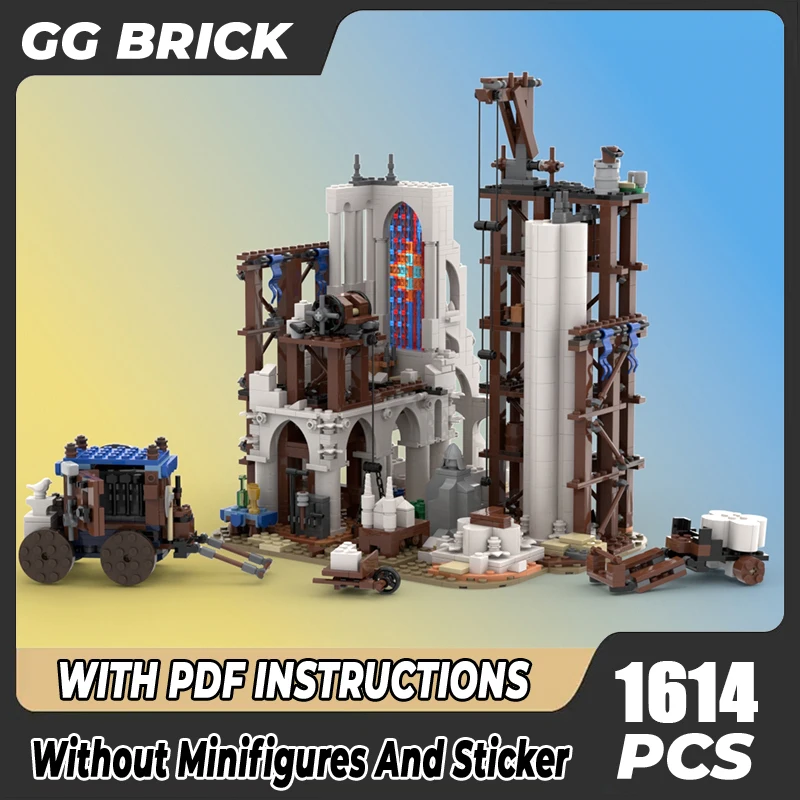 

Moc Building Block Medieval Stonemasons Guild Model Technology Brick DIY Assembly Modular Urban Street View Toy For