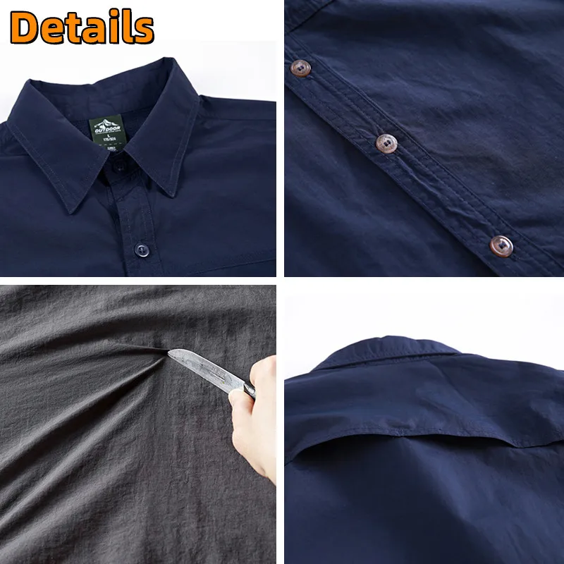 Mens Long-sleeved Hiking Shirts Summer Outdoor Tactical Multi-pocket Waterproof Quick-dry Fishing Camping Cargo Safari fishing shirts,mens long sleeve shirts