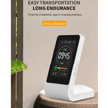 Indoor CO2 Sensor CO2 Meter Digital Air Detector Intelligent Air Quality Analyzer Air Pollution Monitor Humidity Detector 6