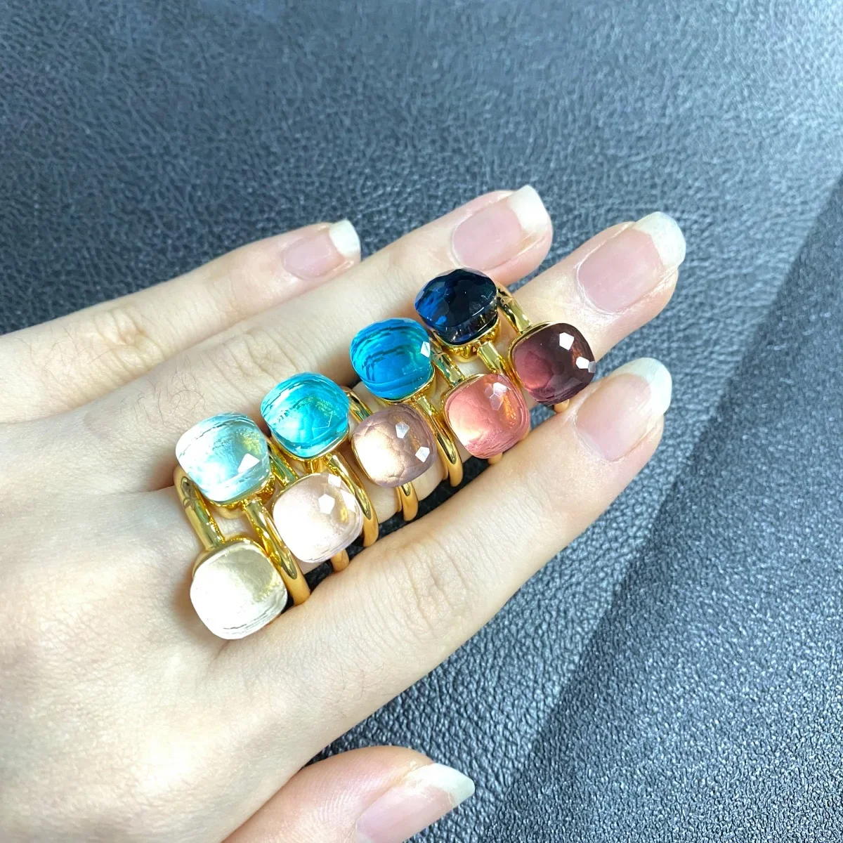 10.6mm Classic Candy Crystal Ring Fashion Jewelry Rose-Gold Plated Colorful Rings Women Girlfriend Birthday Gift Valentine 2