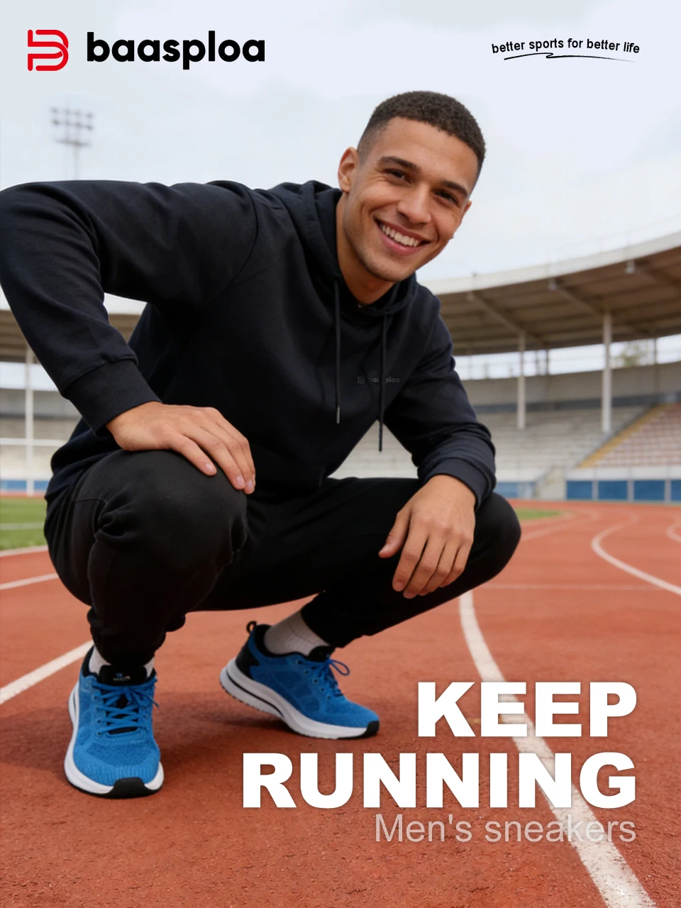 Baasploa Herren-Laufschuhe, atmungsaktive Freizeit-Sneaker aus Mesh, zum Schnüren, bequem, leicht, Sportschuhe, rutschfest, für den Außenbereich – Detail 2
