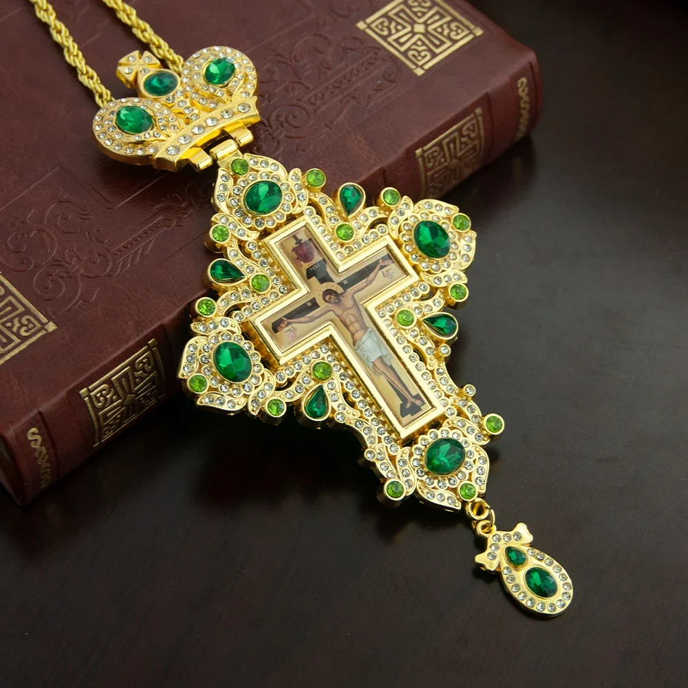 HTISOK Orthodoxe Jesus Kreuz Anhänger Kirche Vater Brust Anhänger Religiöse Gebet Ritual Liefert Legierung Kreuz Halskette – Detail 11