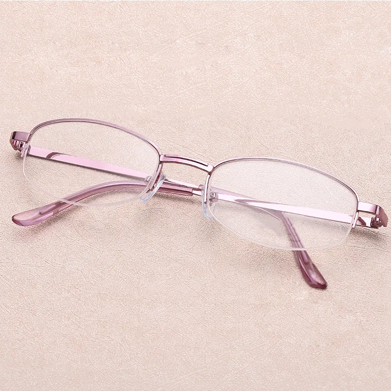 

Ladies Pink Half Frame Elegant Reading Glasses Metal Mother Fashion Reading Glasses Resin Ultra Light Reading Reading Glasses