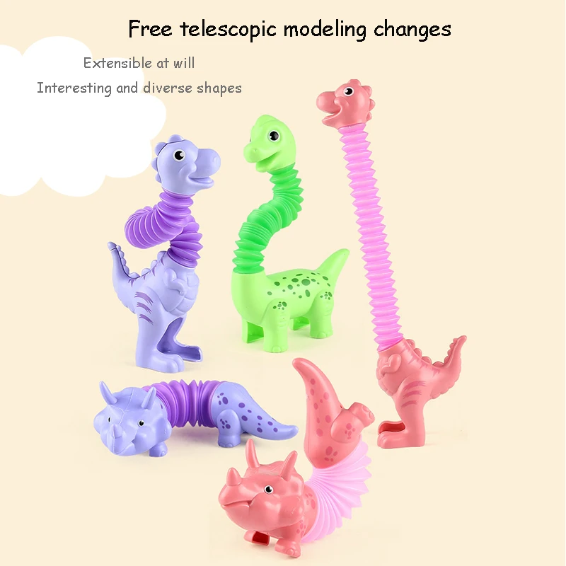 Dinosaur Telescopic Pop Tubes Fidget Stress Relief Toy Shape