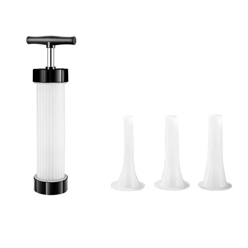 4Pcs/set Homemade Sausage Stuffer Jerky Gun Manual Meat Syringe with 3 Nozzle Sausage Machine Filler Meat Injector Tool