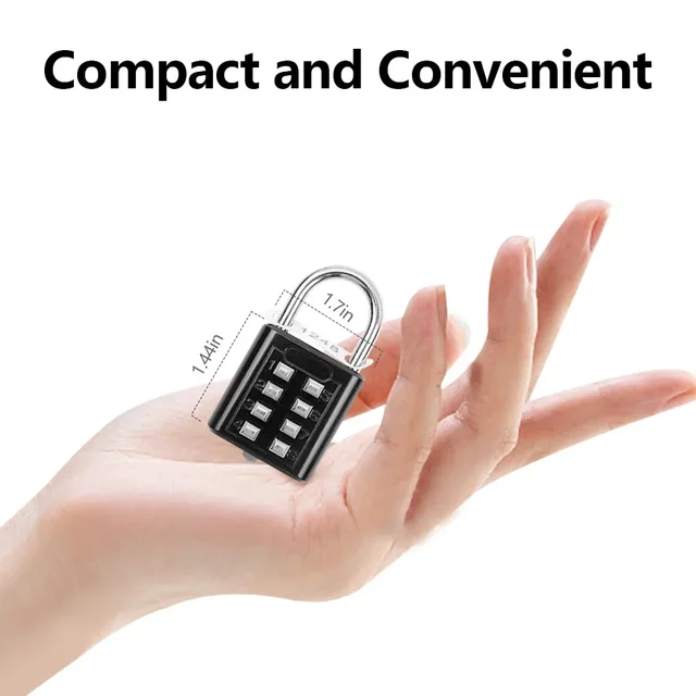With Key Anti-theft 8-digit Combination Outdoor Button Waterproof Fixed Random Code Padlock Zinc Alloy Luggage Travel Smart Lock 6