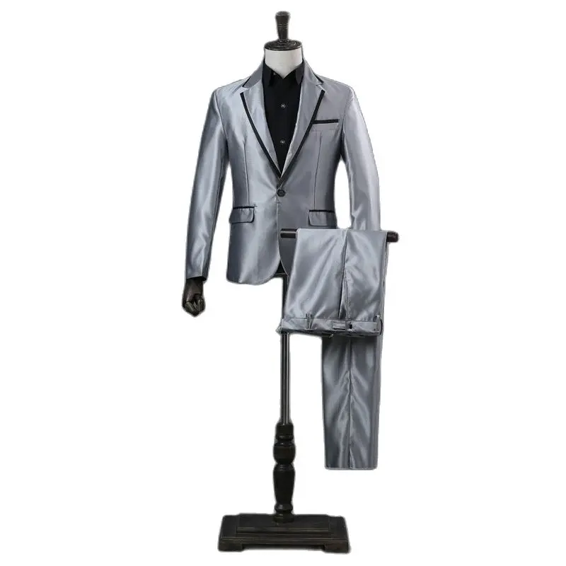 Silver Gray Blazer Pants Suits for Men Party Prom Banquet Singer Host ...