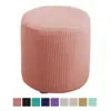 Round Ottoman Slipcover Polyester Blend Footstool Protector Covers Stretch with Elastic Bottom Washable Jacquard Fabric 3