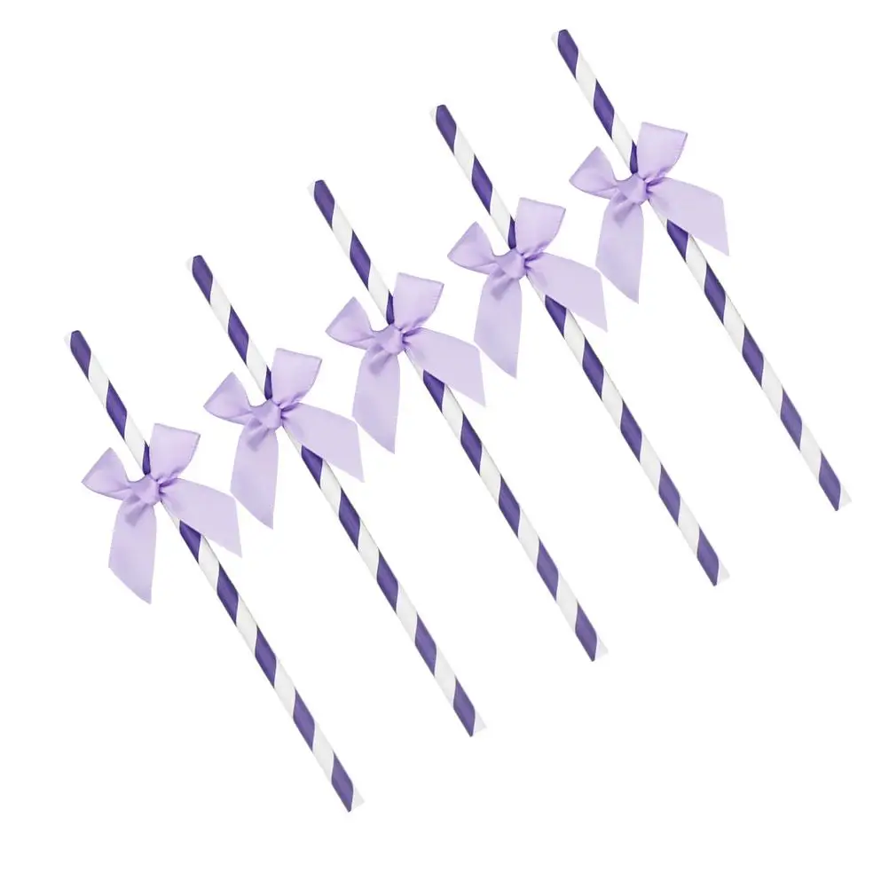 Paper Drinking Straws Cocktail Bow-tie Decorate Colored Purple Party Supplies Decoration