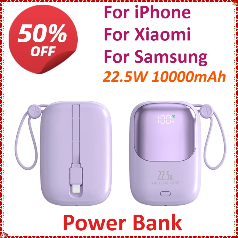 Power Bank portatile di grande capacità da 22,5 W 10000 mAh ricarica rapida per iPhone per Xiaomi per Samsung con USB Type-C/Lightning