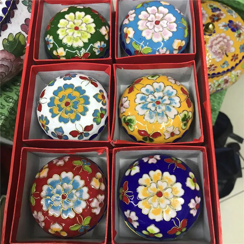 Old Beijing retro style cloisonne jewelry box powder box