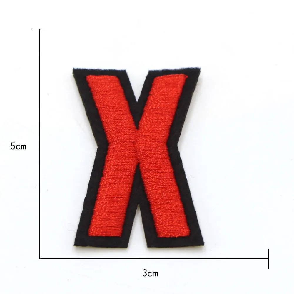 1pc roter Buchstabe a bis z gestickter Patch aufnähen/bügeln auf Patch Applique Kleidung Kleid Pflanze Hut Jeans Nähen Blumen Applikation DIY – Detail 27