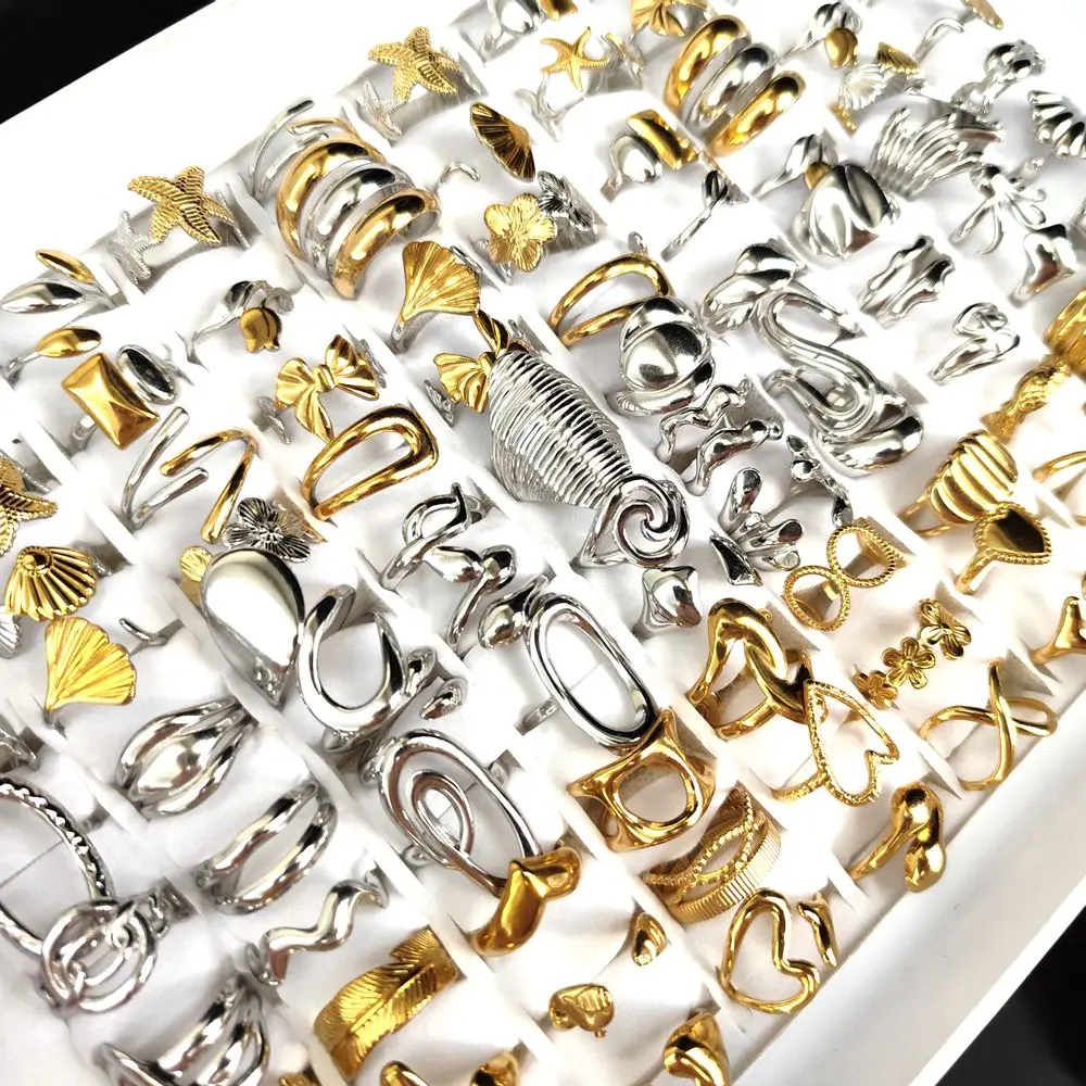 10pcs/lot Wholesale Assorted Punk Vintage Stainless Steel Rings Wedding Accessories Party Jewelry Gift 1