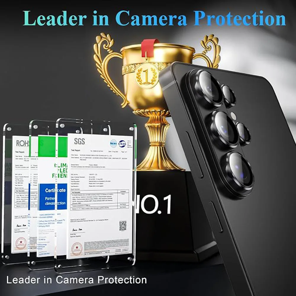 Premium Metal Lens Ring with Tempered Glass and Camera Protection Cover