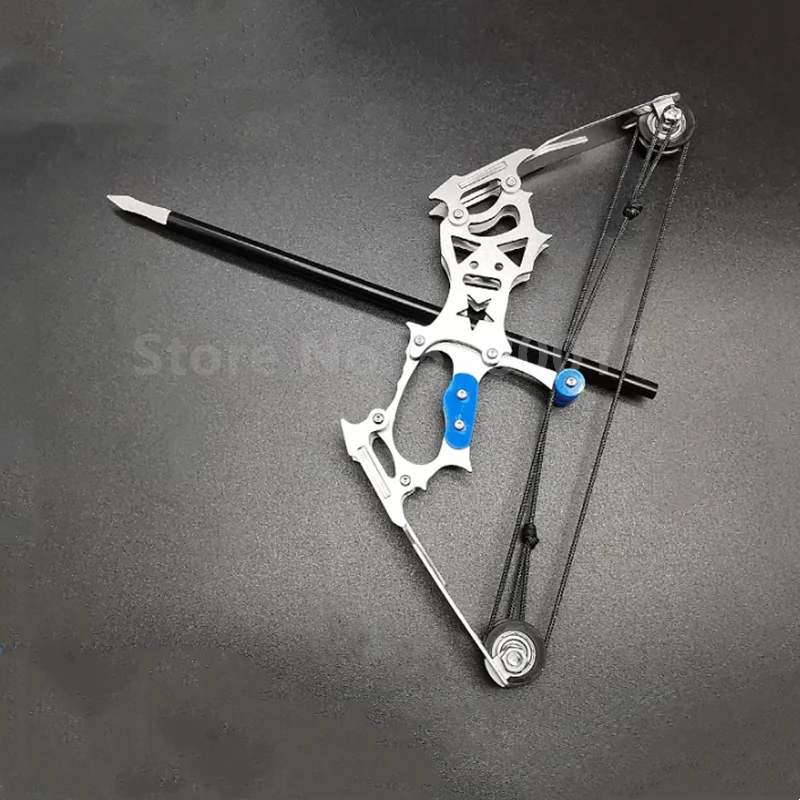 2 Size Mini 304 Stainless Steel Compound Bow Small Pulley Bow Arrow Shooting Toy Indoor and Outdoor Decompression Bowstring Set