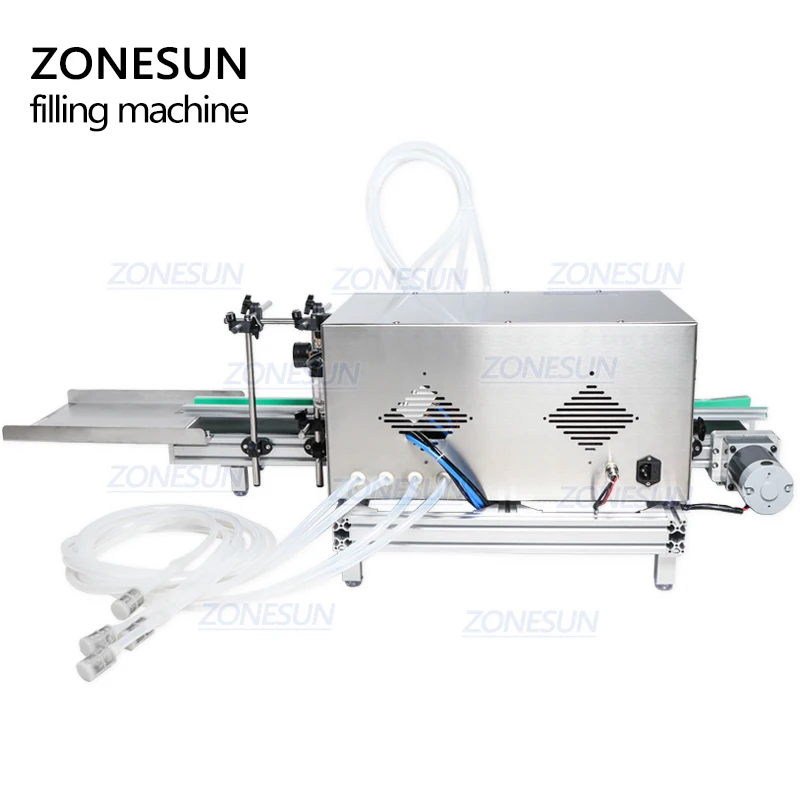 ZONESUN Full Automatic Desktop CNC Liquid Filling Machine With Conveyor 110V-220V For Disinfection Alcohol Perfume Water Filler images - 6