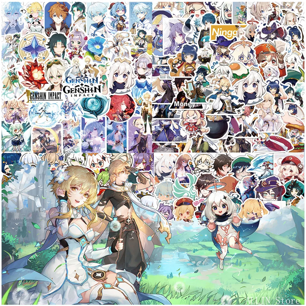 50/100 Stück süßes Spiel Genshin Impact Aufkleber Cartoon Aufkleber DIY Laptop Handytasche Auto wasserdicht cool Anime Kinder Aufkleber Spielzeug